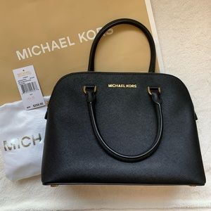Michael Kors Cindy MD Dome Satchel Crossbody Black